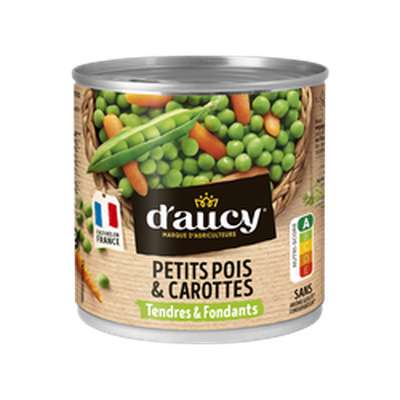 Petits pois extra-tendres et carottes, d'Aucy (265 g)