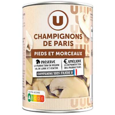 Champignons de Paris, pieds et morceaux, U (230 g)