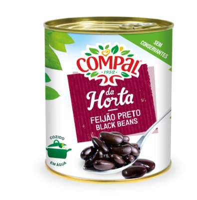 Haricots noir cuit, Compal (845 g)