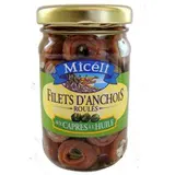 Filet d'anchois roules aux câpres a l'huile de tournesol, Micéli (105 g)
