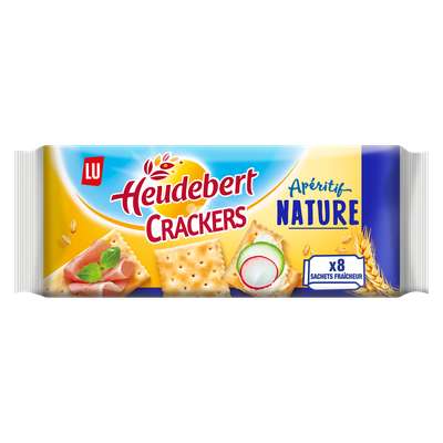 Biscuits apéritif Crackers/nature, Heudebert (x 8, 250 g)