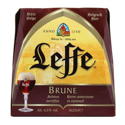 Pack de bière brune d'abbaye 6.5°, Leffe (6 x 25 cl)