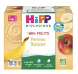 100% fruits pomme, banane BIO - dès 4 mois, Hipp (4 x 100 g)