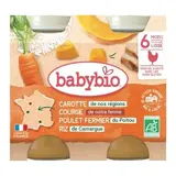 Petit pot carotte, courge butternut, poulet fermier, riz BIO - dès 6 mois, Babybio (2 x 200 g)