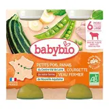 Petit pot petits pois, panais, courgette, veau fermier BIO - dès 6 mois, Babybio (2 x 200 g)