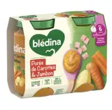 Pot salés de purée carottes jambon - dès 6 mois, Blédina (2 x 200 g)