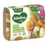 Pots salés purée de carottes choux-fleurs - dès 6 mois, Blédina (2 x 200 g)