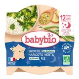 Assiette menu bonne nuit brocoli haricots verts et riz  BIO - dès 12 mois, Babybio (230 g)