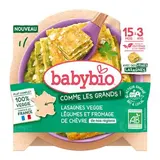 Assiette menu Lasagne veggie aux légumes et fromage de chèvre BIO - dès 15 mois, Babybio (200 g)