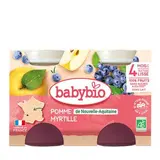 Petit pot pomme d' Aquitaine Myrtille BIO - dès 4 mois, Babybio (2 x 130 g)