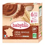 Gourde crème semoule cacao BIO - dès 6 mois, Babybio (4 x 85 g)