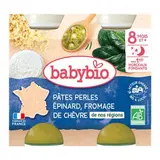 Petit pot menu bonne nuit pâtes perles épinards et fromage de chèvre BIO - dès 8 mois, Babybio (2 x 200 g)