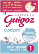 Lait 1er âge Optipro poudre dès la naissance, Guigoz (2 x 600 g)