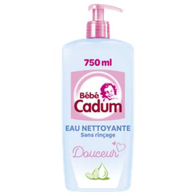 Lotion bébé nettoyante hypoallergénique sans rinçage, Cadum (750 ml)