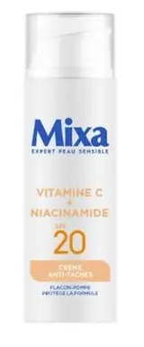Crème visage anti-tâches à la Vitamine C et Niacinamide SPF20, Mixa (50 ml)
