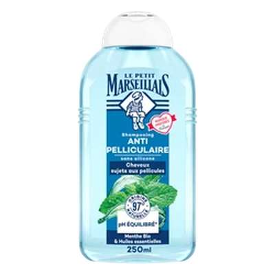 Shampoing antipelliculaire menthe bio & huiles essentielles, Le petit marseillais  (250 ml)