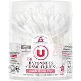 Bâtonnets ouatés cosmétiques sticks papier 100%, U (x 80)