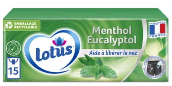 Mouchoirs Menthol, Lotus (x 15 étuis)