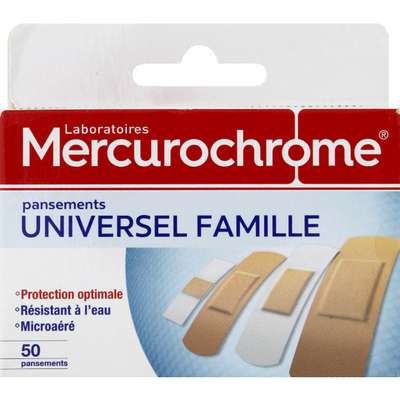 Pansements universels famille, Mercurochrome (x 50)