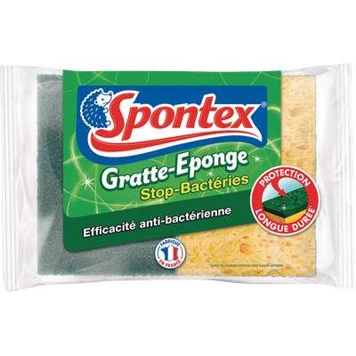 Gratte éponge efficacité anti-bactérienne, Spontex (x 2)