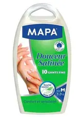Gants fins Douceur Satinée en latex naturel, Mapa (x 10, taille M)