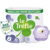 Papier toilette maxi format douceur fleur de coton, Le Trèfle (x 4)