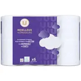 Papier toilette ultra moelleux blanc quadruple épaisseur, U (x 6 rouleaux)