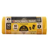 Sacs poubelles jaune tri sélectif, Poubel'Sak (10 x 50 L)