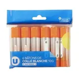 Bâtons de colle blanche haute qualité, U (6 x 10 g)