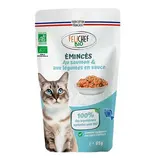 Emincés en sauce au saumon et aux légumes pour chat BIO, Felichef (85 g)