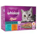 Pâtée pour chat sachets duo terre et mer en gelée, Whiskas (12 x 85 g)