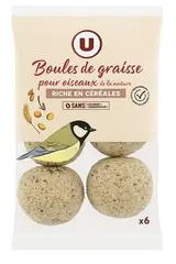 Boules de graisse pour oiseux de la nature, U (x 6, 540 g)