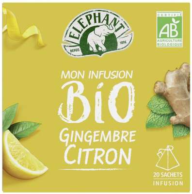 Infusion gingembre citron BIO, Elephant (20 x 34 g)