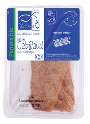Filet de cabillaud MSC panure BIO, Délices d'Ô (x 2, 200 g)