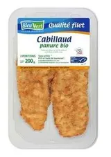 Pané de cabillaud avec panure BIO, Bleu-Vert (2 x 100 g)
