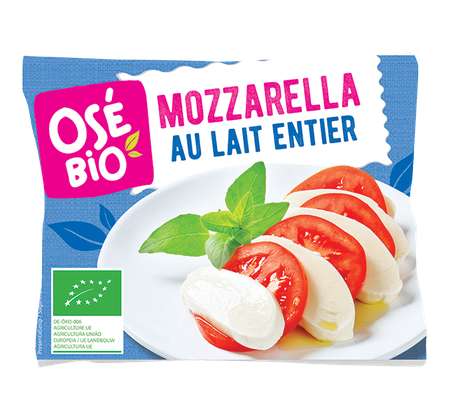Mozzarella boule au lait pasteurisé 19% MG BIO, Osé Bio (100 g)