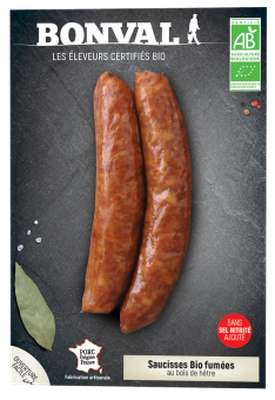 Saucisses fumées BIO, Bonval (x 2, 200 g)