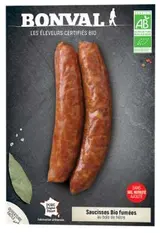 Saucisses fumées BIO, Bonval (x 2, 200 g)