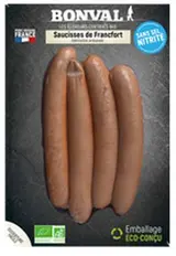 Saucisses de Francfort sans sel nitrité, Bonval (x 4)