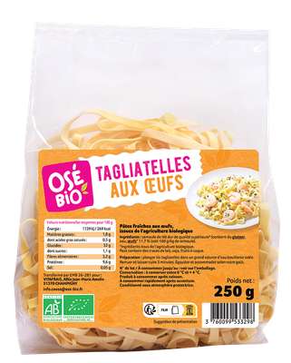 Tagliatelles aux oeufs BIO, Osé Bio (250 g)
