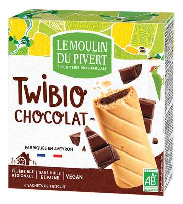 Twibio fourré chocolat BIO, Le Moulin du Pivert (150 g)