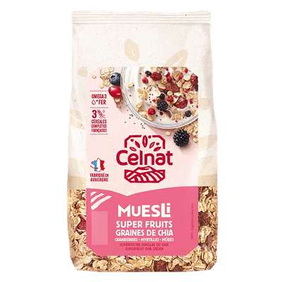 Muesli super fruits graines de chia BIO, Celnat (375 g)