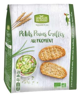 Petits pains grillés au froment BIO, Le Moulin du Pivert (225 g)