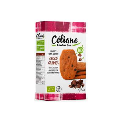 Biscuits petit-déjeuner chocolat et graines BIO, Celiane (150 g)