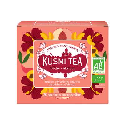Infusion pêche abricot BIO - étui sachets mousseline, Kusmi Tea (x 20, 40 g)