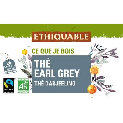 Thé Earl grey darjeeling BIO, Ethiquable (20 sachets)