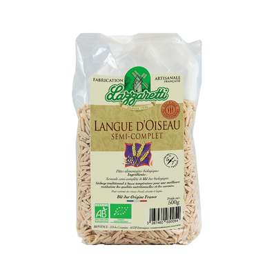 Pâtes langues d'oiseau semi-complet BIO, Lazzaretti (500 g)