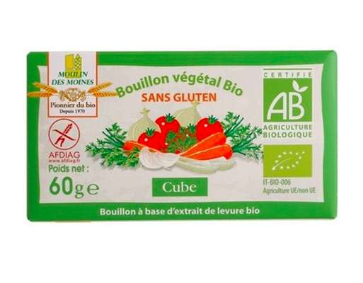 Bouillon végétal en cube, sans gluten BIO, Moulin des Moines (6 x 10 g)