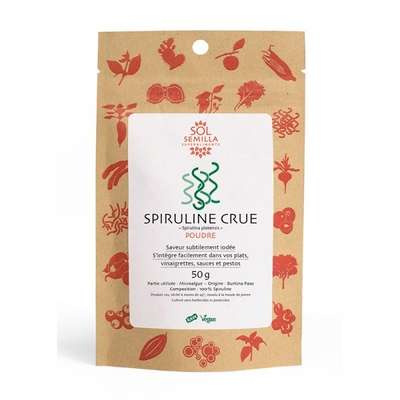 Spiruline crue en poudre BIO, Sol Semilla (50 g)