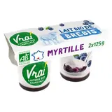 Yaourts au lait de brebis entier à la myrtille BIO, Vrai (2 x 125 g)